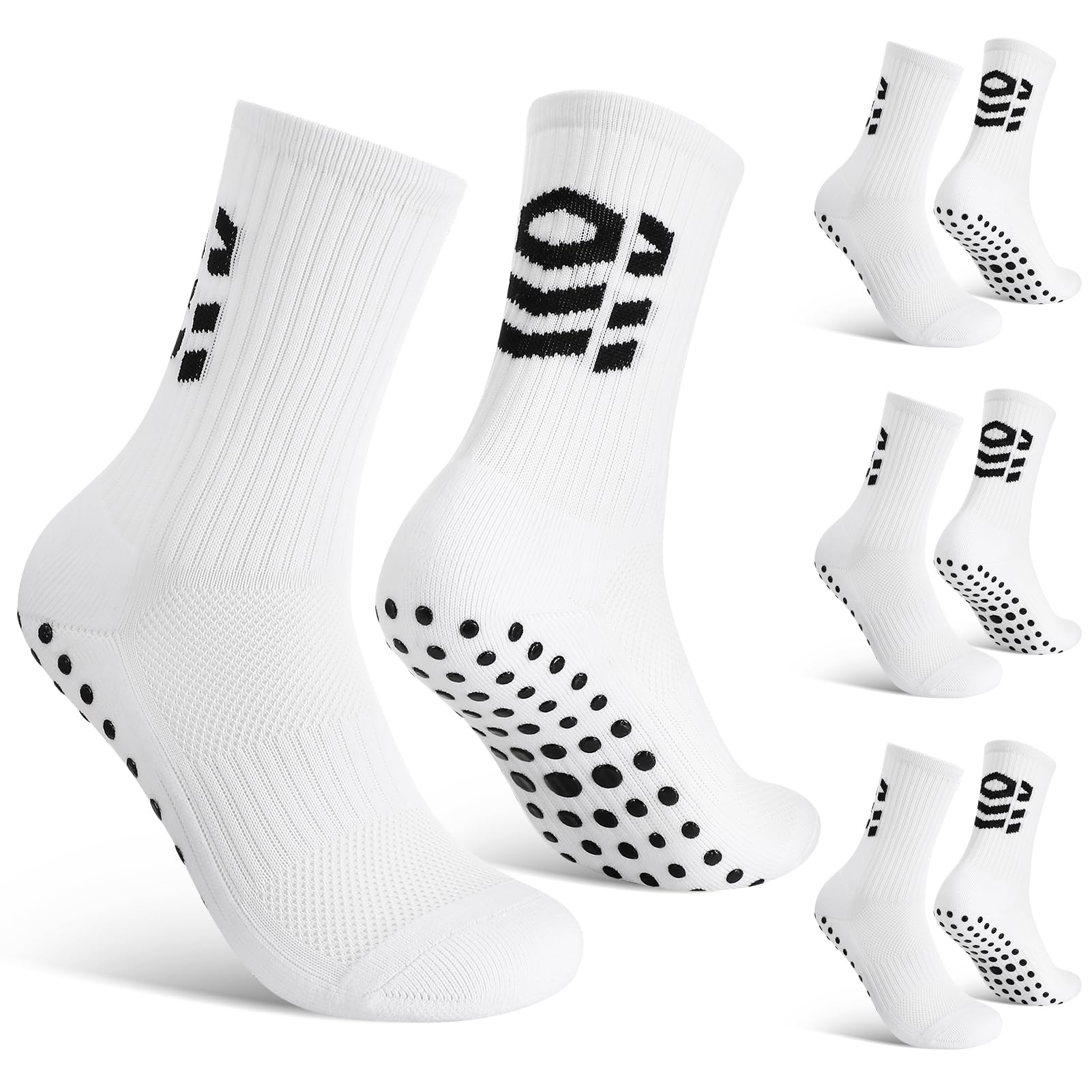 Utensilsto 3 Paar Aniti-Rutsch Fußballsocken für Herren Fussball Socken Mit Gummipunkten für Basketball Laufen Tennis Pilates