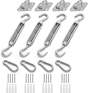 HOMPER Awning Attachment Set, Heavy Duty Sun Shade Sail Stainless Steel Hardware Kit for Garden Triangle and Square, Rectangle, Sun Shade Sail Fixing Accessories