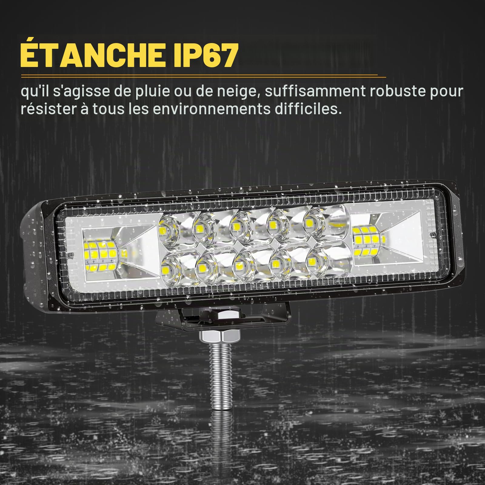 SKYWORLD 4Pcs Phare de travail led, 15 cm 6 pouces 24W Projecteur led 12V 24V Barre feux de travail pour 4x4 Offroad Voiture Vehicule Camion Tracteur SUV, 6000K feu antibrouillard
