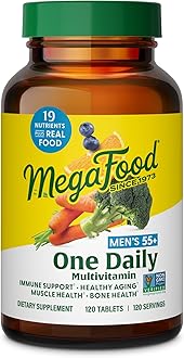 - MegaFood Multivitamin for Men 55+ One Daily Mens Multivitamins, Methylated B12, Vitamin D3, C & Zinc - Healthy Aging, Bone & Muscle Health & Immune Support - Vegetarian - 120 Tablets