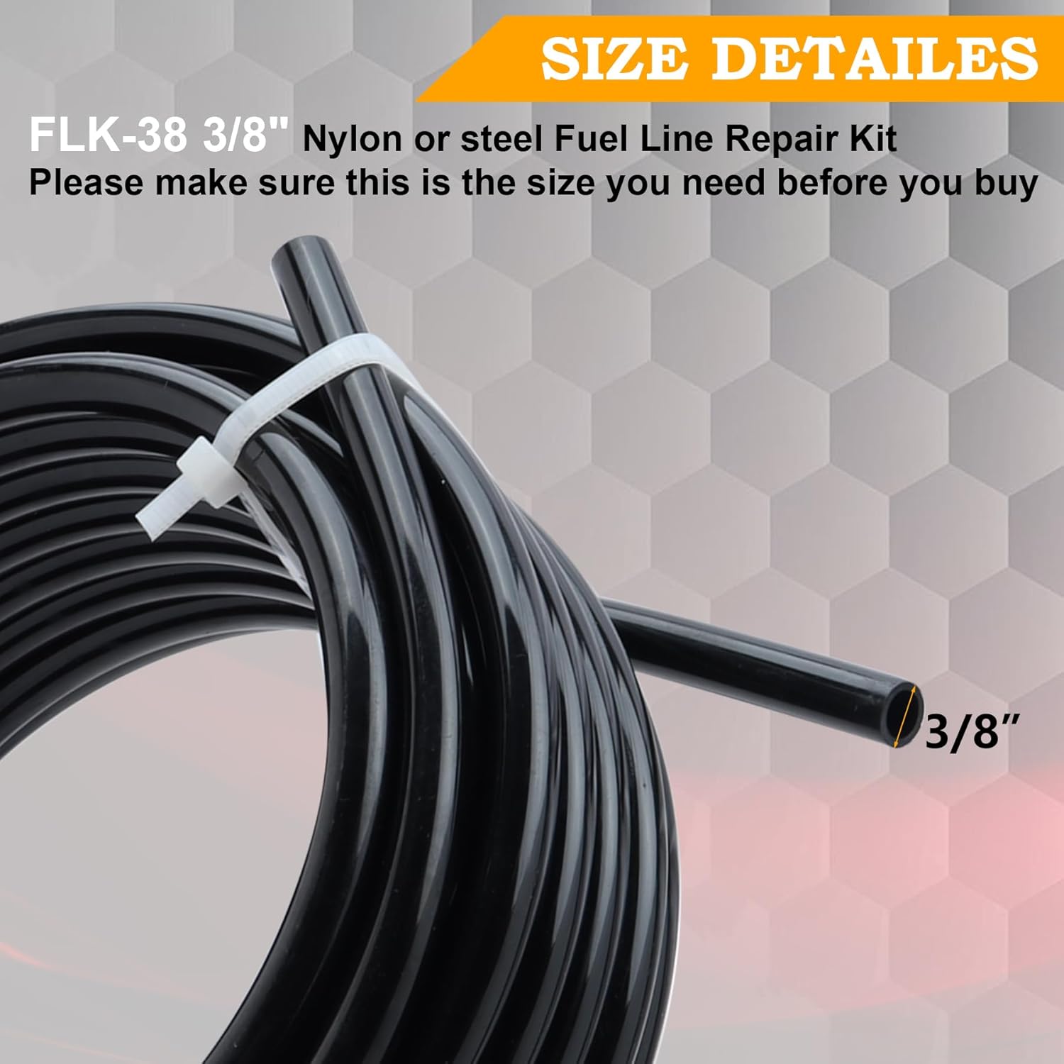 FLK-38 Fuel Line Repair Kit - Fuel Line Repair Kit 3/8 in (10mm), Nylon, 23 Pack