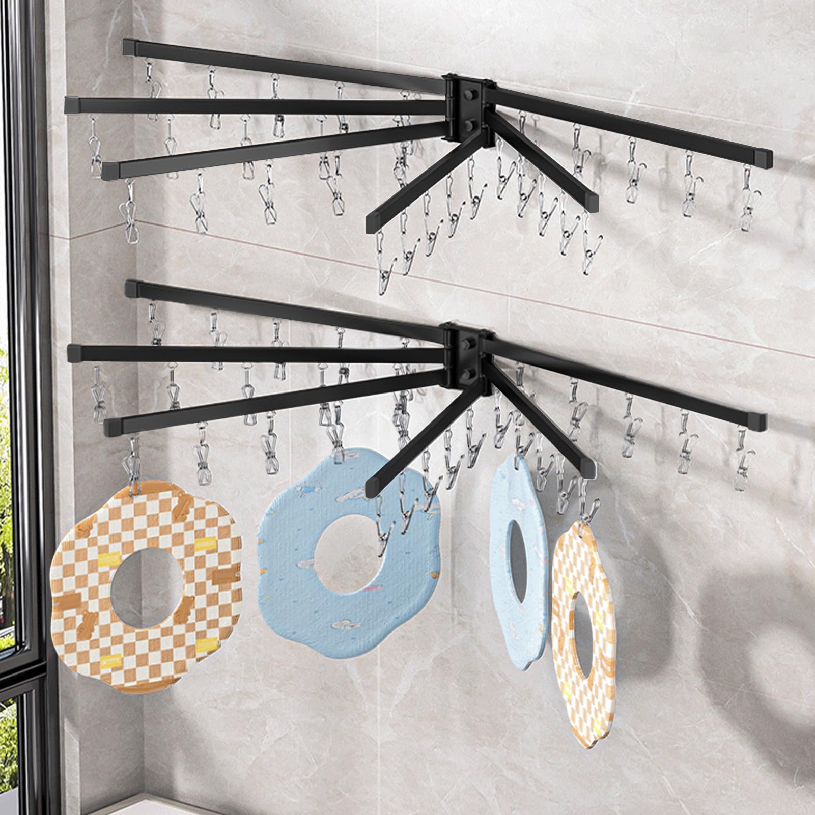 Appendiabiti per – Appendiabiti per asciugare | Appendiabiti per biancheria intima | Gancio antivento in acciaio inox | Ganci antiruggine Design forte per cappelli, borse