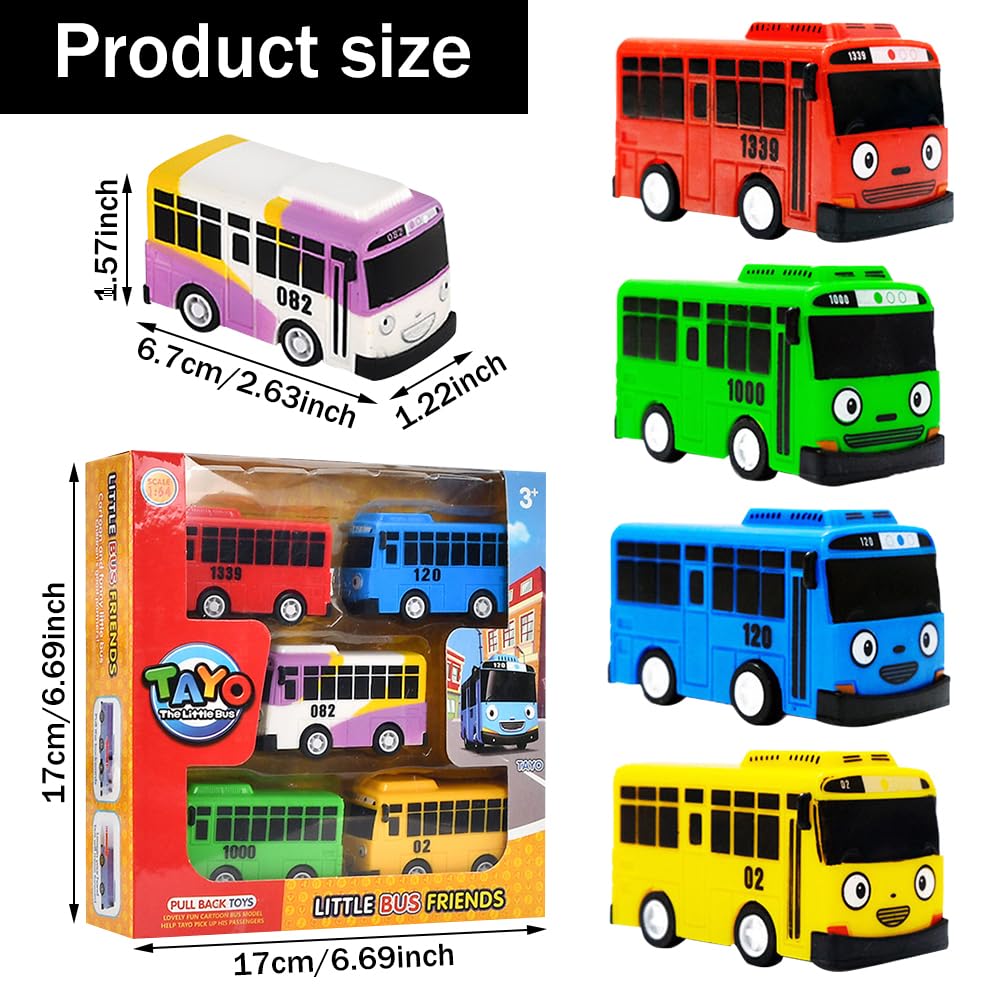 MaSif Autobús Juguete 5 PCS, Modelo de Autobús con Rueda para Niños de 3 Años en Adelante - Multicolor