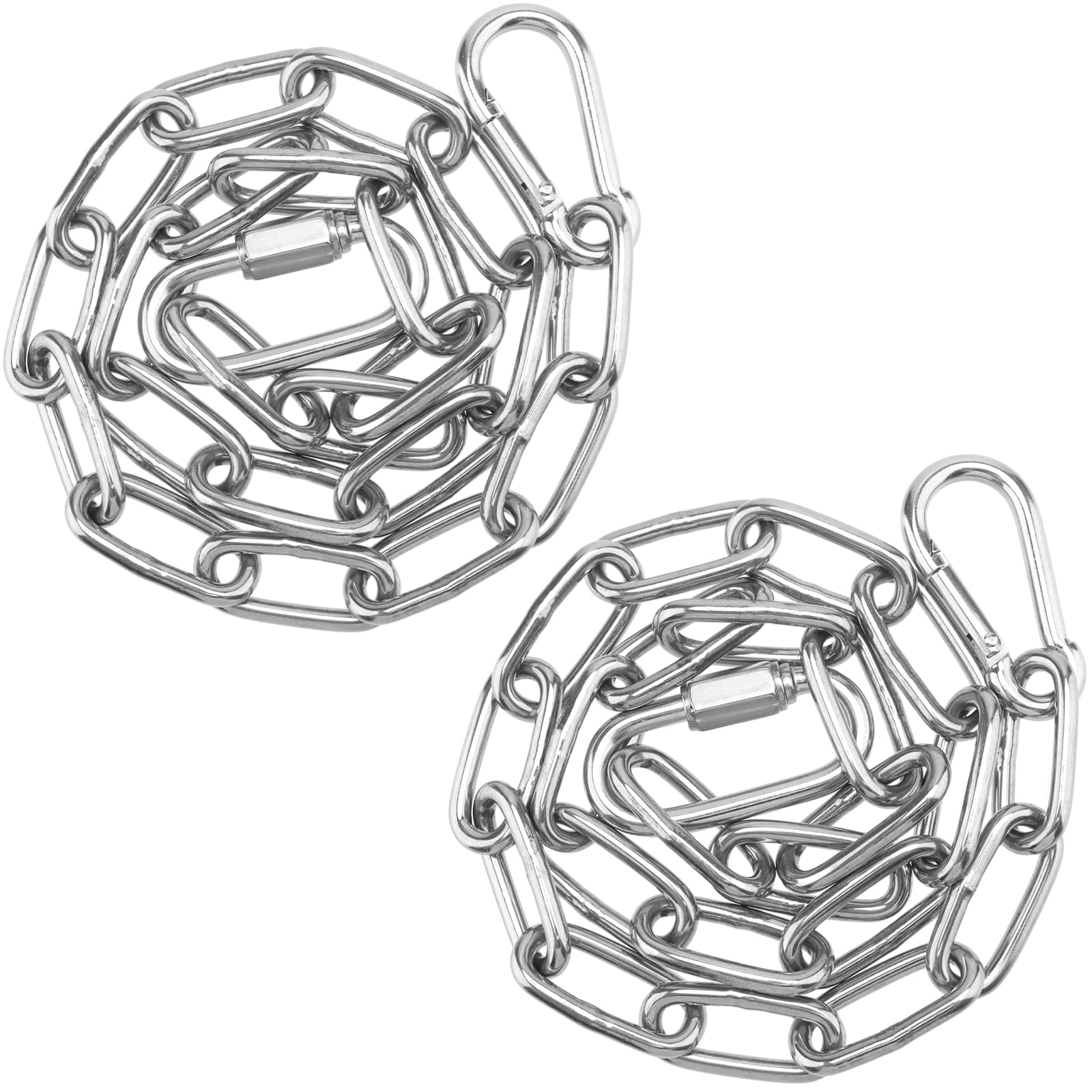 CHEUKYIU Pack of 2 Stainless Steel Link Chain Diameter 4 mm, 60 cm Extension Chain Hanging Chair