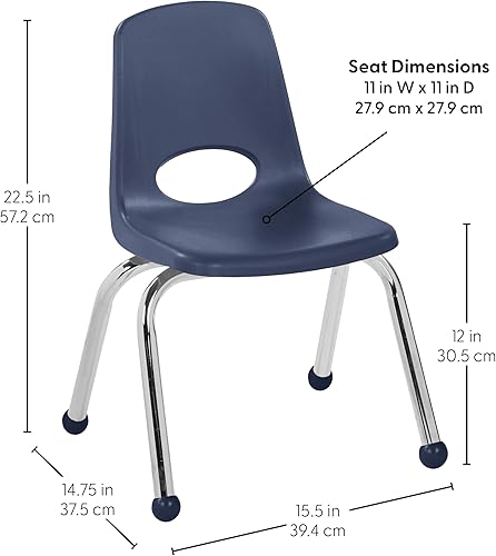 Miniatura 174 de Factory Direct Partners 10355-BL Silla escolar apilable de 10 pulgadas, asiento apilable para estudiantes con patas de acero cromado y rodamientos
