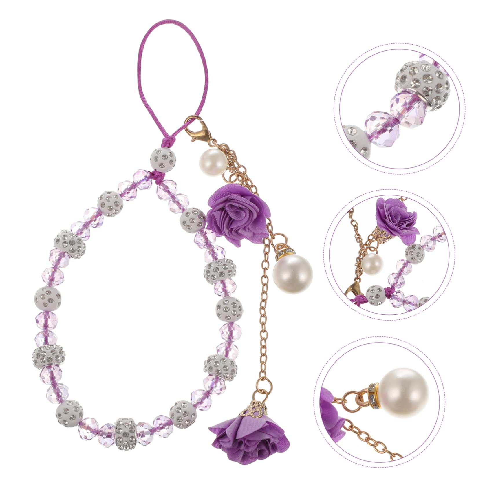 3 Pièces Pendentif Fleur Cristal pour Téléphone Portable Chaîne Décorative Lanière de Poignet Perte Accessoire Élégant pour Femmes et Filles