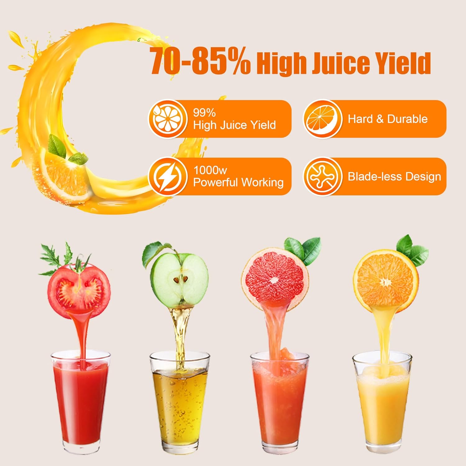 Electric Juicer Machine, 1000W Centrifugal Juicer Extractor with 2.6" Feed Chute, 2 Speeds Juice Maker for fruit carrot orange apple pomegranate Vegetable, Easy to Clean