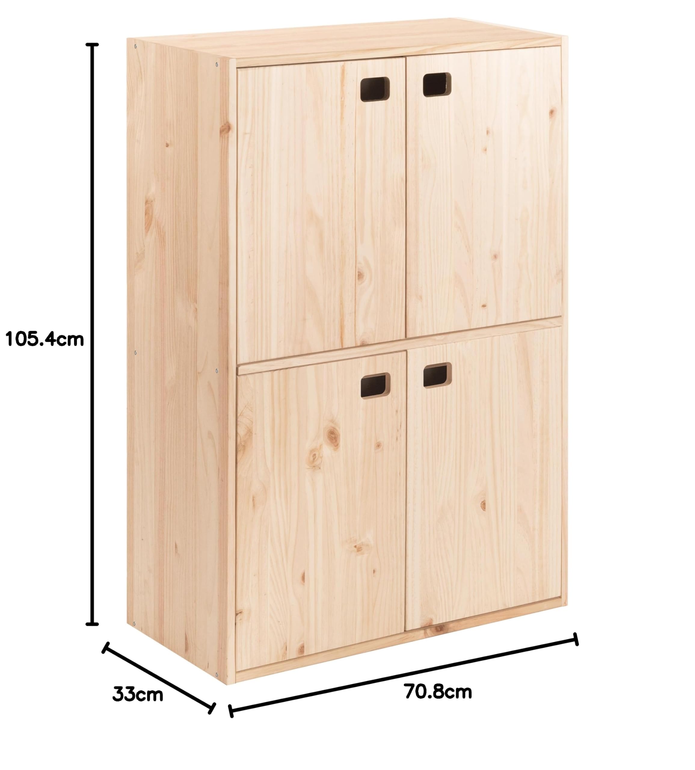 Astigarraga Kit Line Armoire de Rangement Dynamique 4 Portes et 4 étagères, Bois de pin - 105,4 x 70,8 x 33 cm
