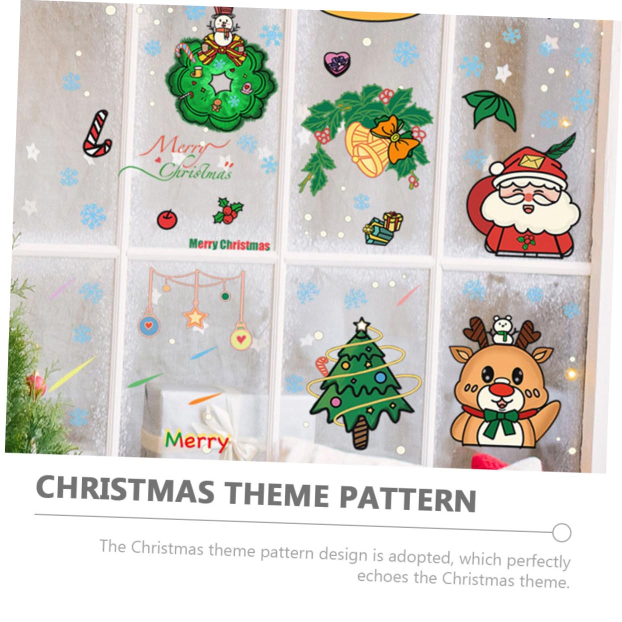 Angoily 30 Stck. Teiliges Weihnachtsfenster Deko aus Sicherem Wasserdichtem PVC mit Selbstklebenden Abziehbaren Cartoon Motiven Wie Weihnachtsmann Tannenbaum Schneeflocken und Rentier für