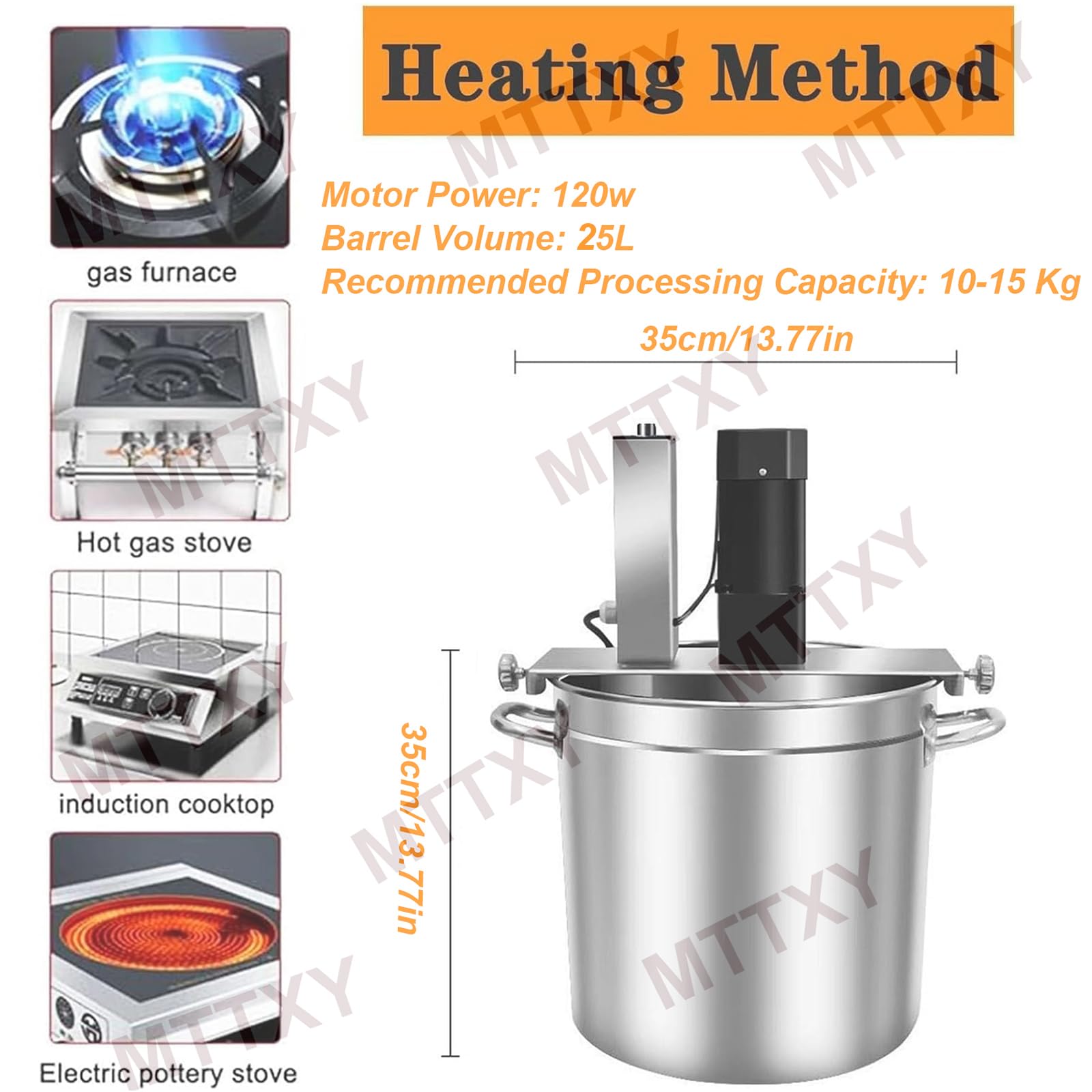 Mezcladora automática de alimentos (20L/25L/40L) Agitador de salsas y máquina de cocción con función de temporizador, Agitador para bases de sopa y condimentos de Hot Pot,25L