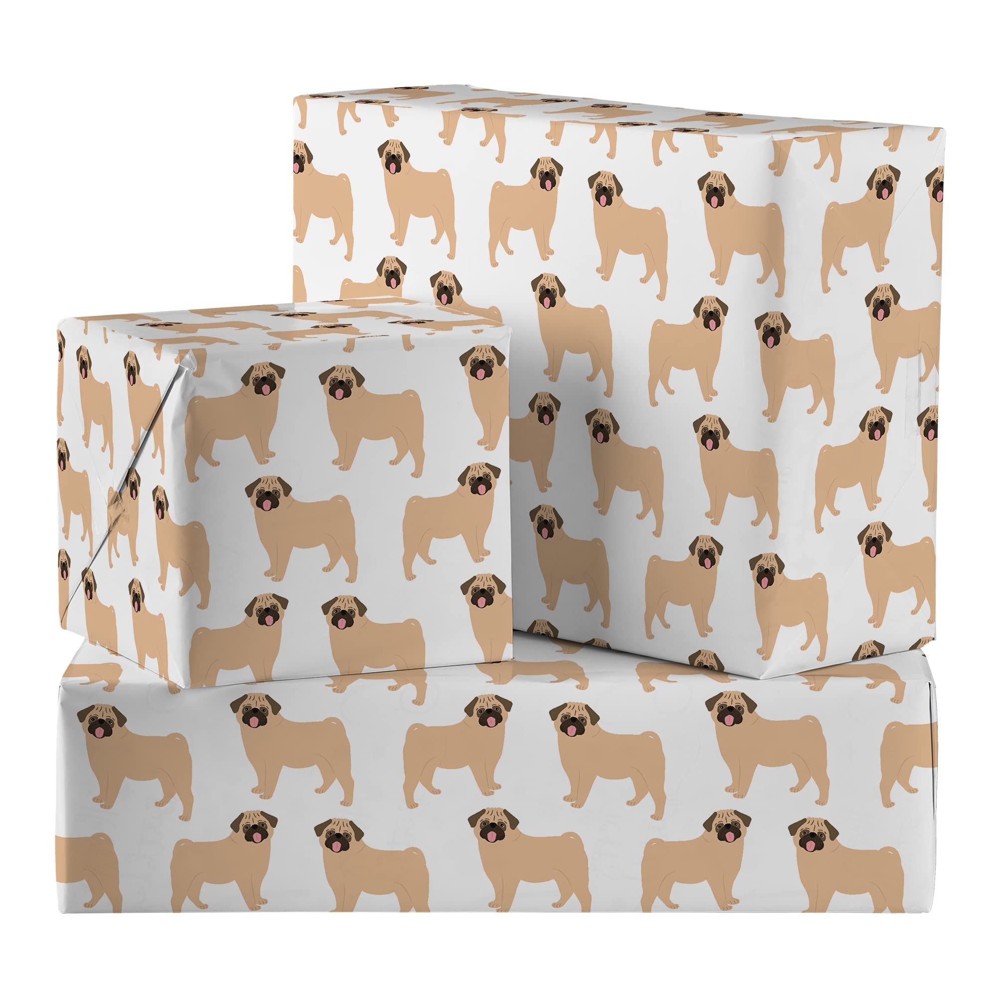 Hunts England - 2 Sheets Of Pug Dog Birthday Luxury Wrapping Paper For ...