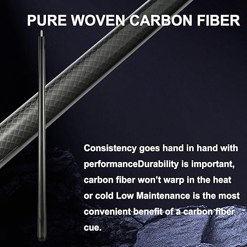 Miniatura 5 de Taco de piscina de fibra de carbono, punta de billar de 0.504 in, señal de fibra de carbono de 58 pulgadas, punta de baja desviación de billar taco