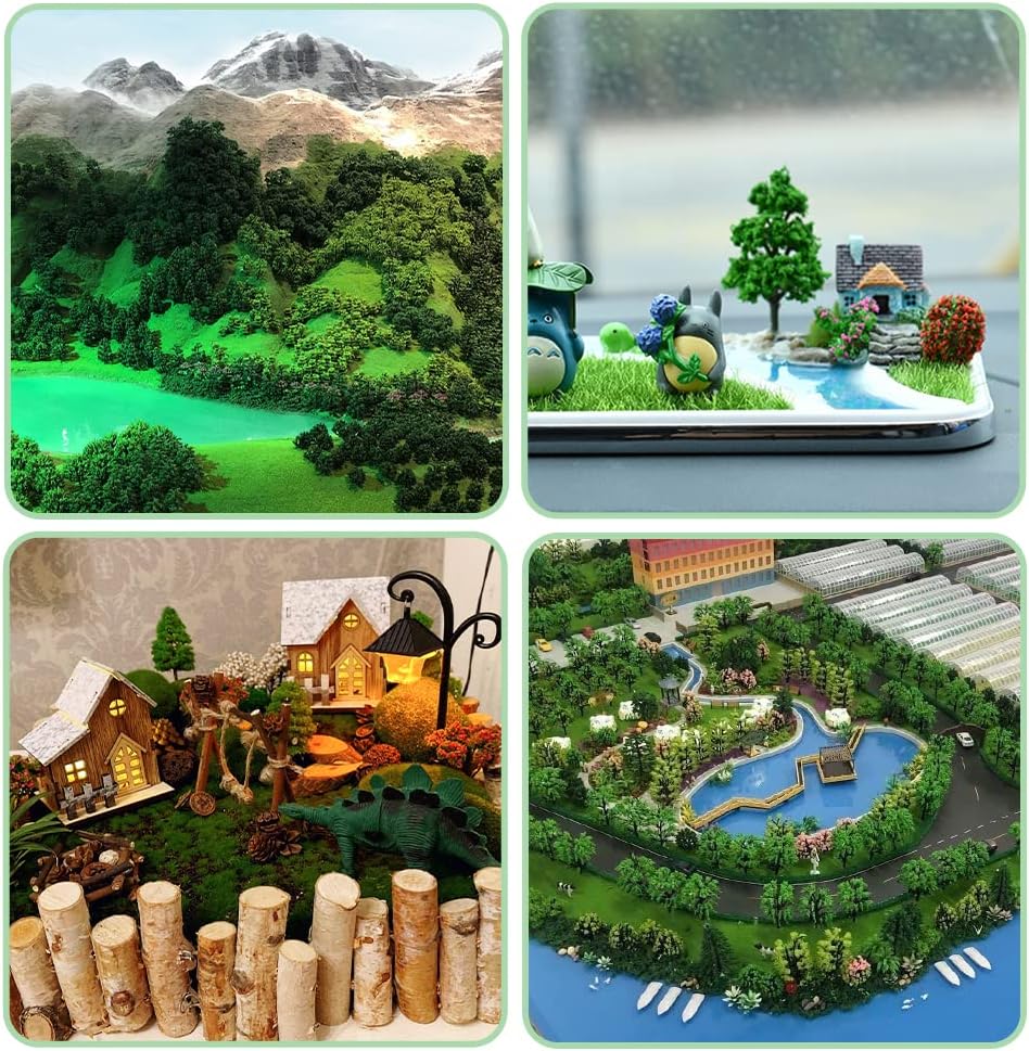 Mini Model Miniature Trees Mixed Train Scenery Architecture Trees Fake Trees for DIY Crafts Building Model Scenery Landscape Green 1.2-3.9 inch 20 PCS