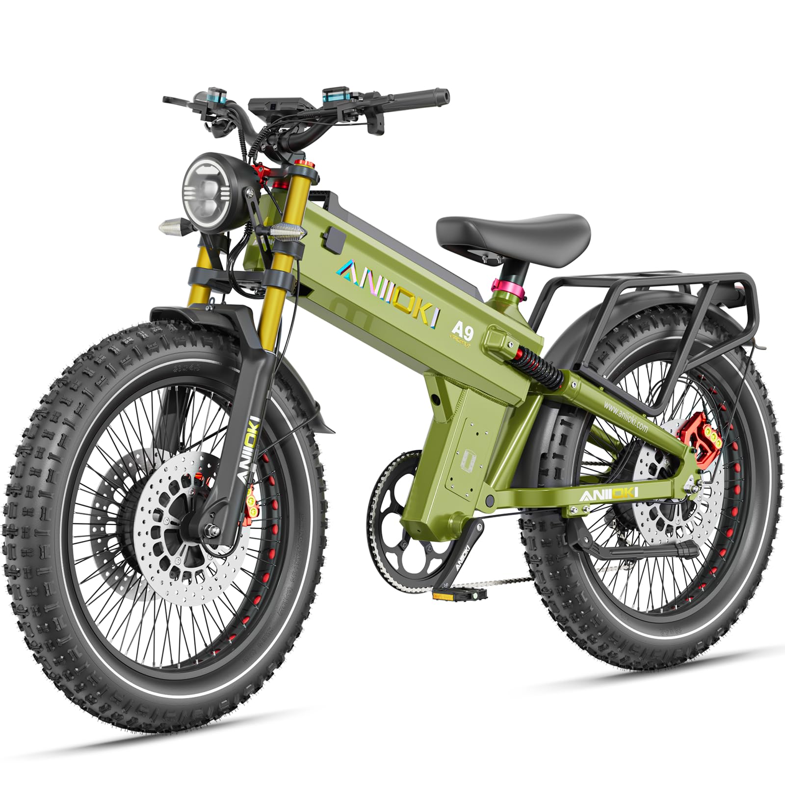 ANIIOKI 5600W A9 Pro Max Dual Motor Ebike,Electric Bike with 60V 70ah Battery,45+ Mph Top Speed, 26 * 4.8" Fat Tire Dirt Bike, 200 Miles Commuting Bike，2025 Upgraded Version