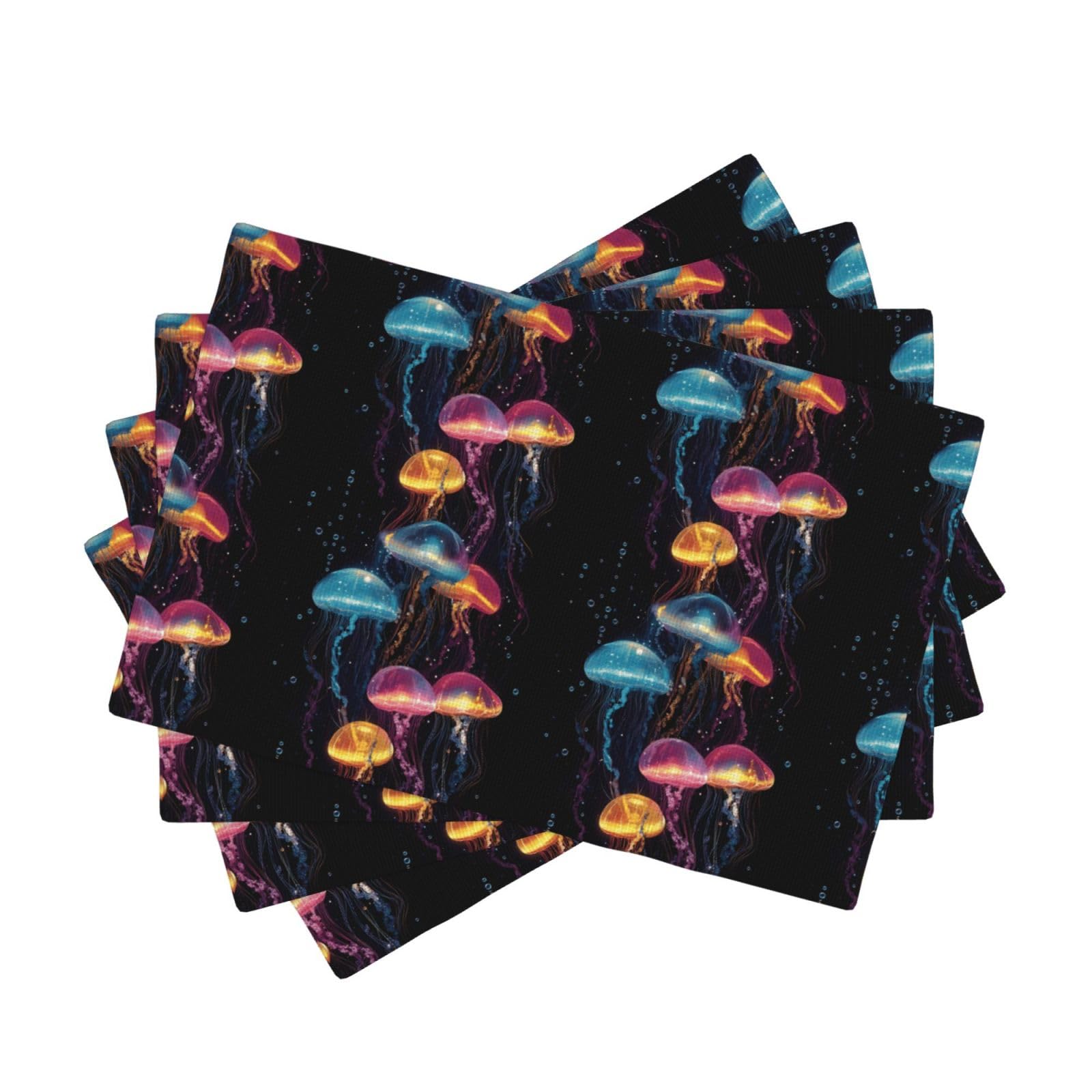 Set de table méduse colorée lot de 4 napperons 30x45cm faux lin résistant cuisine