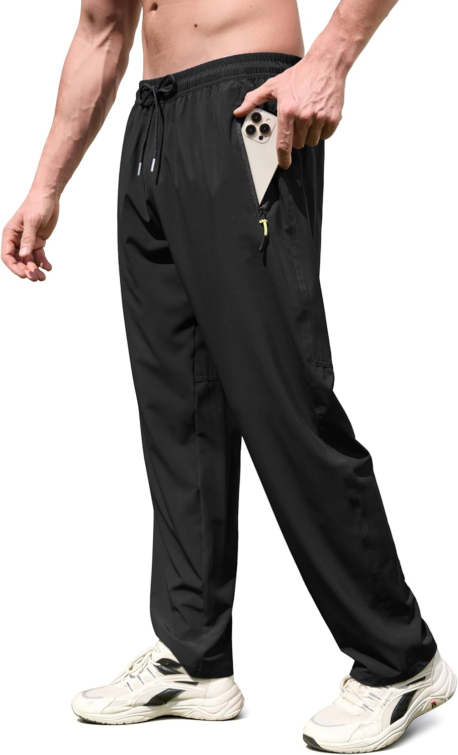 Tansozer Men's Sweatpants with Zipper Pockets Lightweight Hiking Pants Quick-Dry Outdoor Workout Athletic Joggers