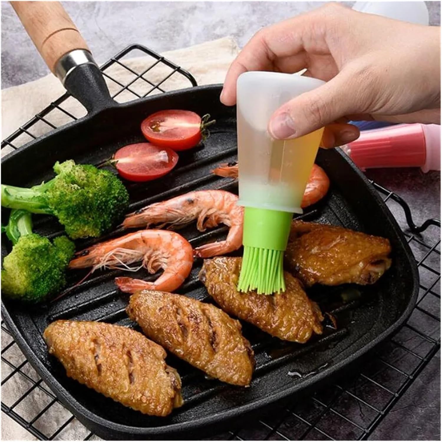 Kitchen Tools Silicone Bottle Brush Bbq Oil Household Baking Cooking Gadgets(Orange)