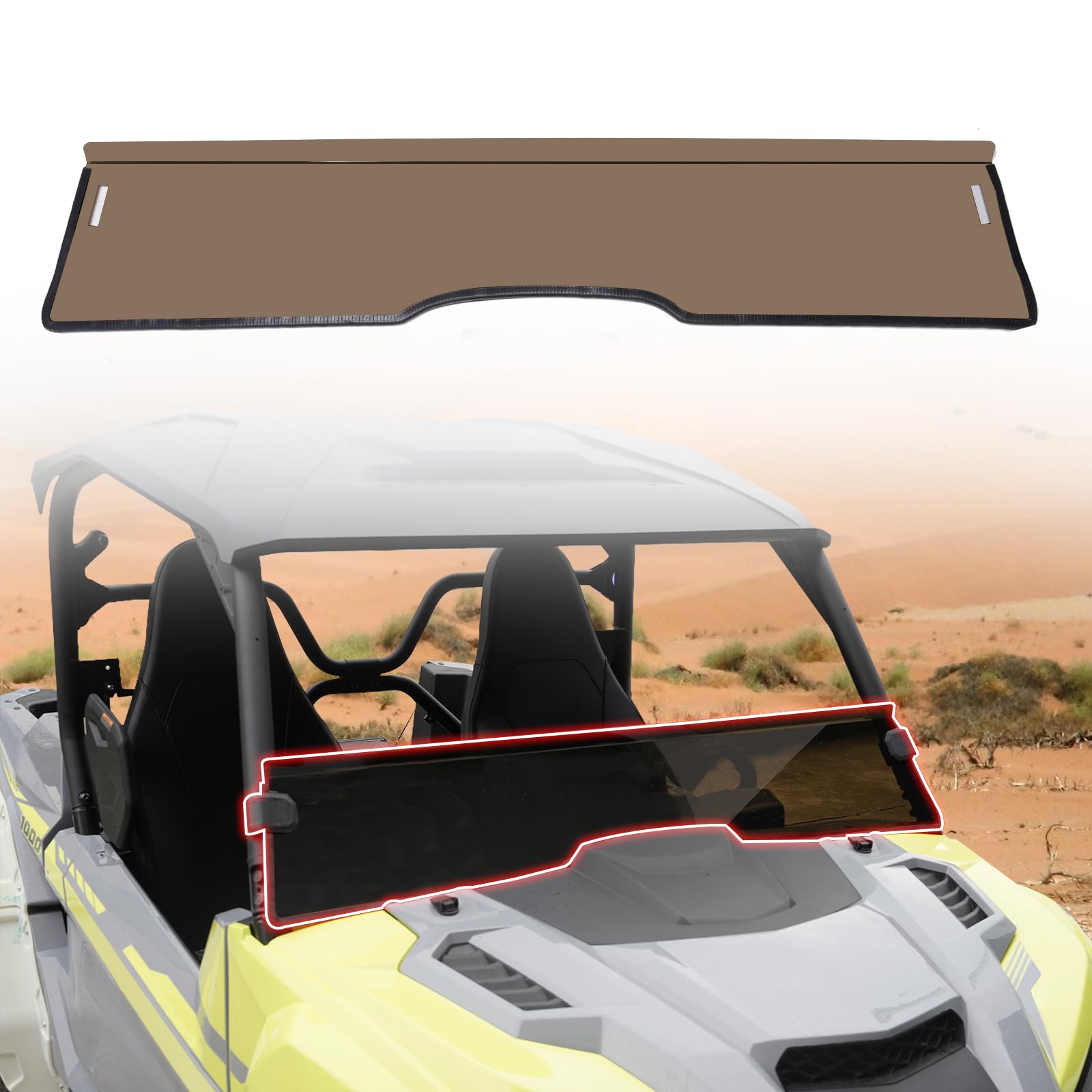 HAKA TOUGH Utv Front Half Windshield for Yamaha RMAX2 1000/ RMAX4 1000 Accessories 2021-2023, Hard Scratch Resistant Tinted Front Windshield for Wolverine RMAX 1000 Accessories21-23