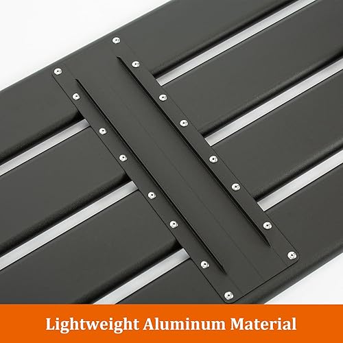 Miniatura 7 de Ginkman Banco plegable de aluminio para patio, 59.1 x 14.2 x 15.7 pulgadas, tipo integrado sin instalación, peso ligero (11.6 libras) de alta carga,