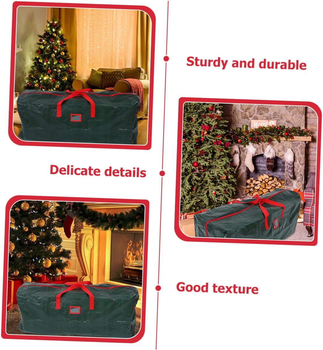 Generic Large Waterproof Xmas Tree Storage Bag 165x38x76cm Green Heavy-duty Holiday Tree Container Dustproof Storage Pouch for Organization