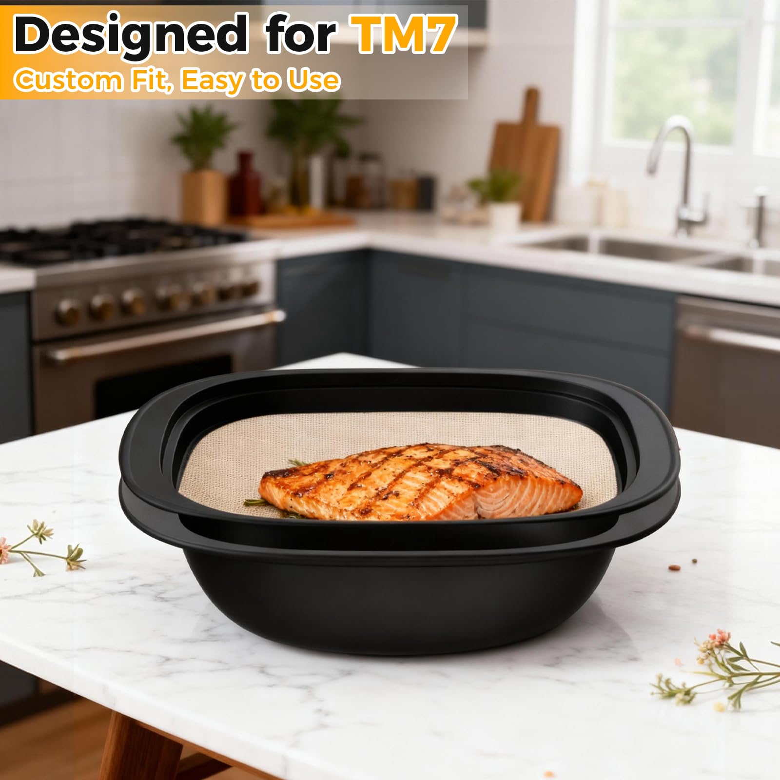 2 Fogli Da Forno Riutilizzabili Per Thermomix TM7 Varoma – 28,5x21,5 Cm, Antiaderenti, Lavabili
