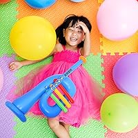 Vista 8 de TOYANDONA Instrumento musical inflable, 6 piezas, instrumento inflable para banjo, trompeta, cuerno, premios de carnaval, decoraciones de fiesta