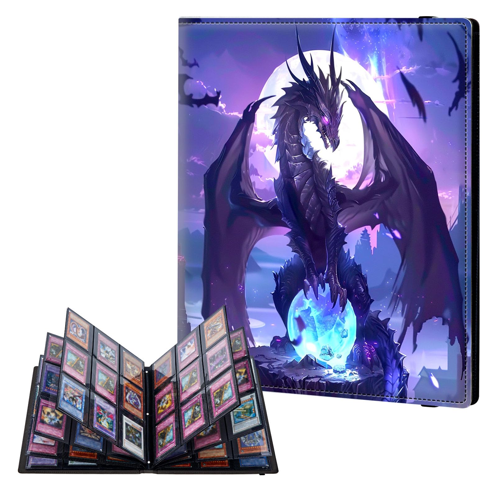 ETLKJVBL 9 Pocket Trading Card Binder, Card Collection Binder for TCG, MTG, Sports Cards, Baseball, Mystical Dragon Trading Card Book Holder for Collectors, Top Loader Binder — image 1