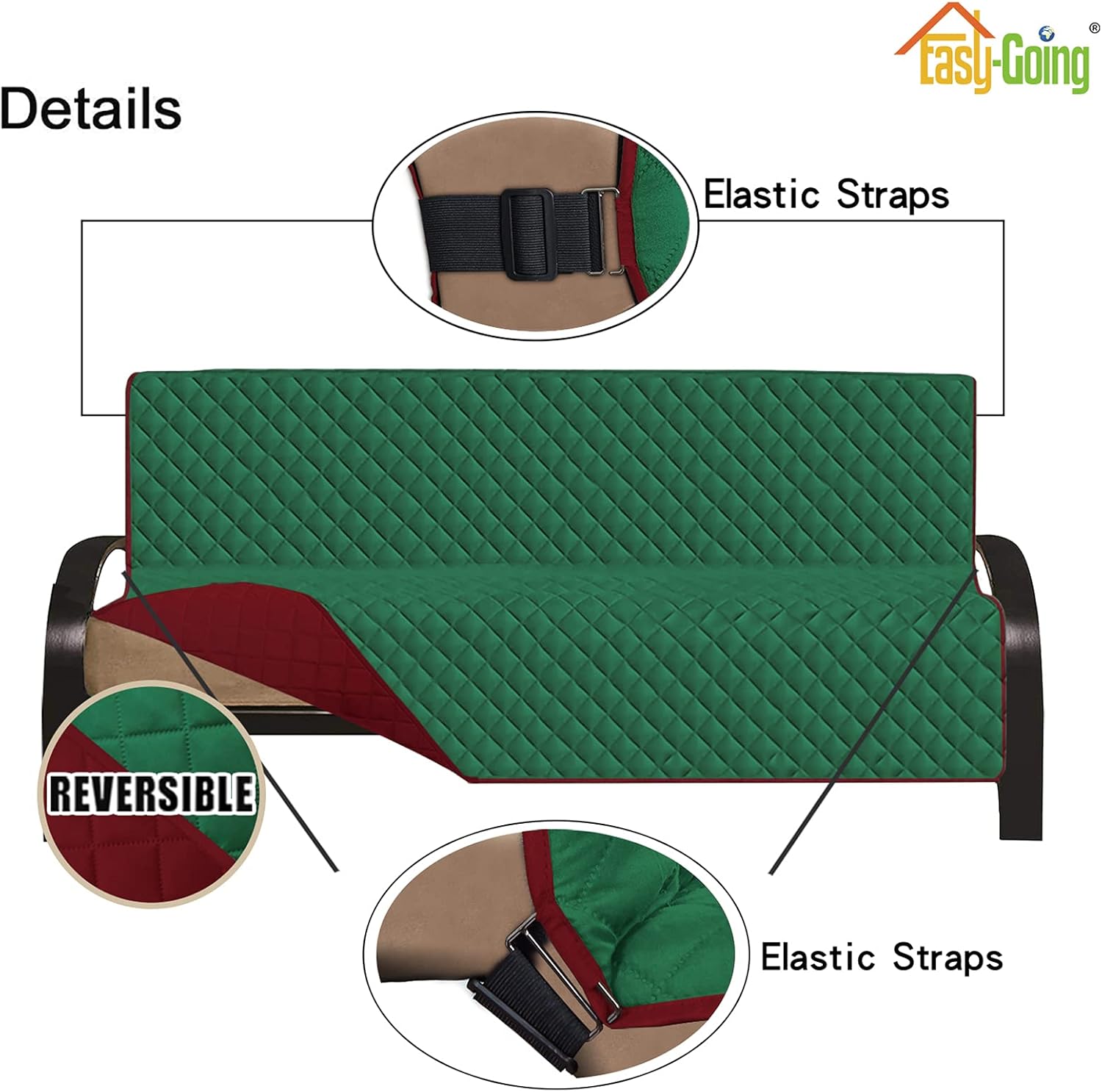 Easy-Going Futon Slipcover Reversible Futon Cover Water Resistant Couch Cover Furniture Protector for Pets Kids Children Dog Cat (Futon, Green/Christmas Red) : Home & Kitchen