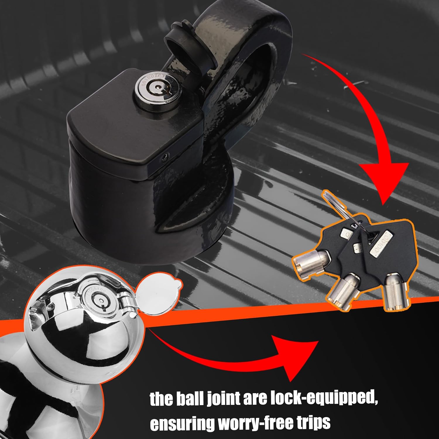 38K Anti-Theft Lock Gooseneck Hitch Kit for F250/F350 Silverado 2500 HD/Silverado 3500HD, Sierra 2500HD/Sierra 3500HD Puck System, Lockable Gooseneck Ball and Lockalbe Safety Chain Anchors