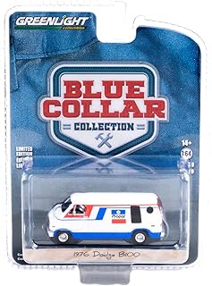 1976 B100 Van White with Red and Blue Stripes Blue Collar Collection Series 9 1/64 Diecast Model Car by Greenlight 35200 C