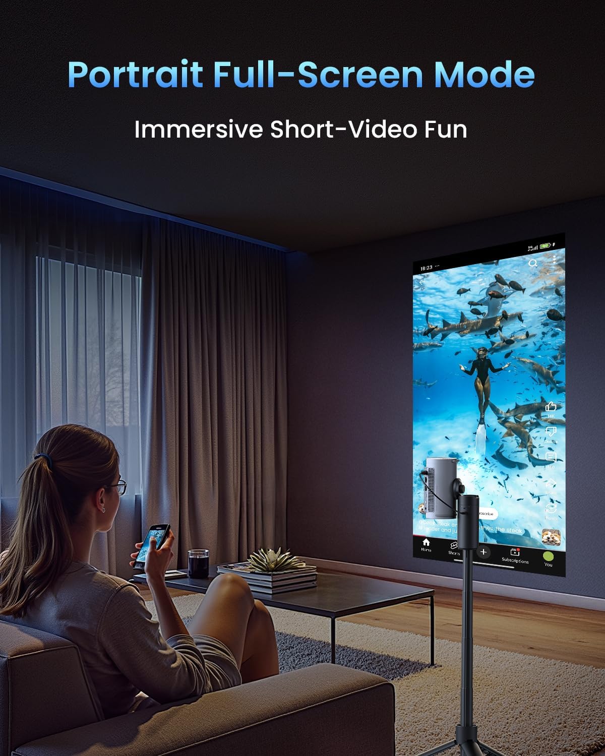 JMGO PicoPlay portrait full-screen mode