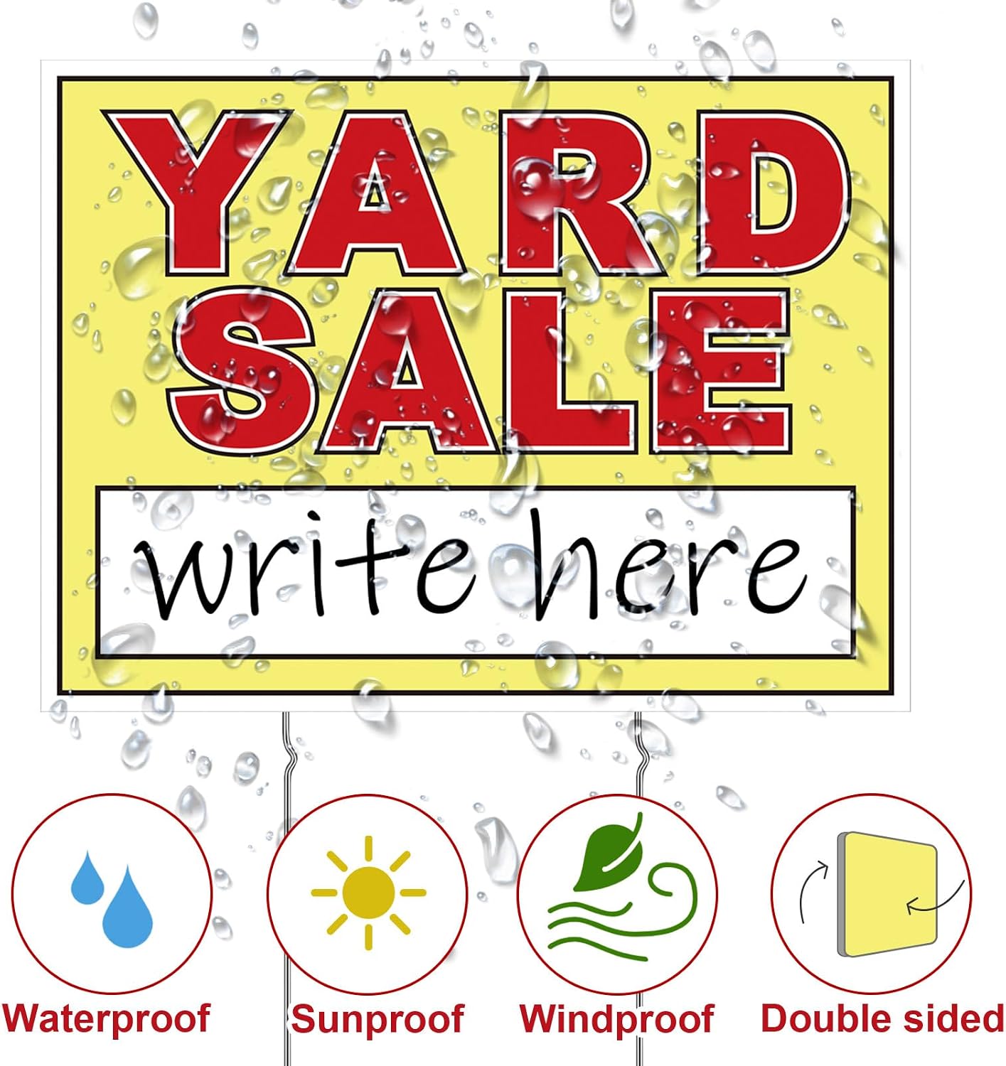 Thyle 5 Pcs 12 x 16 Inch Double Sided Yard Sale Signs Garage Sale Sign Waterproof Corrugated Plastic Yard Signs with Stake and Directional Arrows for Outdoor Estate Sale Event Supplies (Red, Yellow)