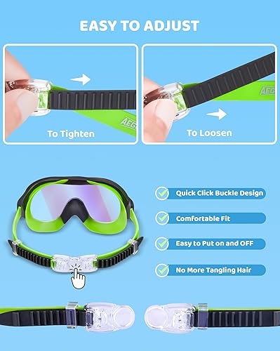 Miniatura 5 de Aegend 2 Pack Swim goggles for Kids 3-15, Anti-Fog Anti-UV Wide Vision Waterproof, No leak Swimming goggles for Boys Girls