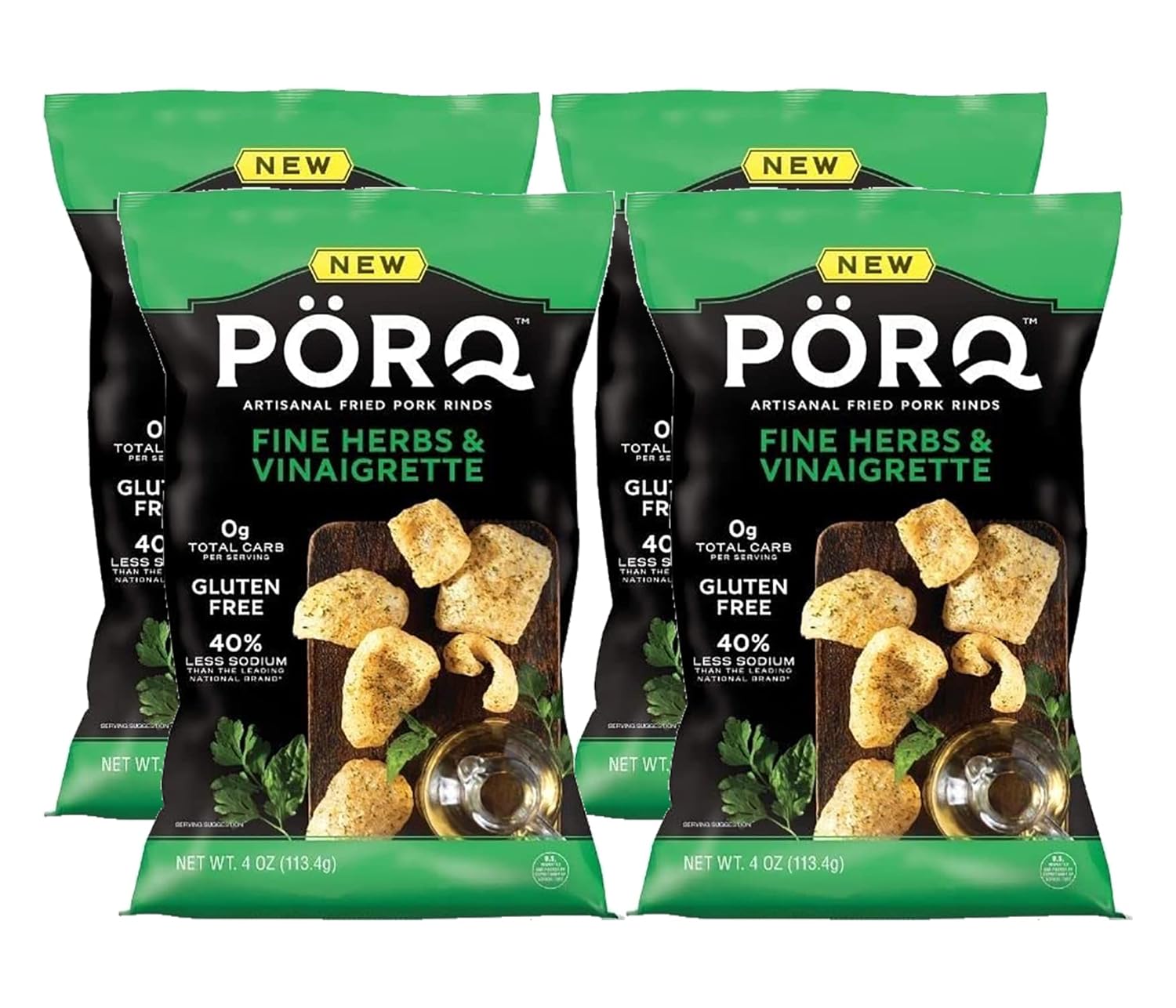 PORQ Artisanal Fried Pork Rinds, Fine Herbs & Vinaigrette