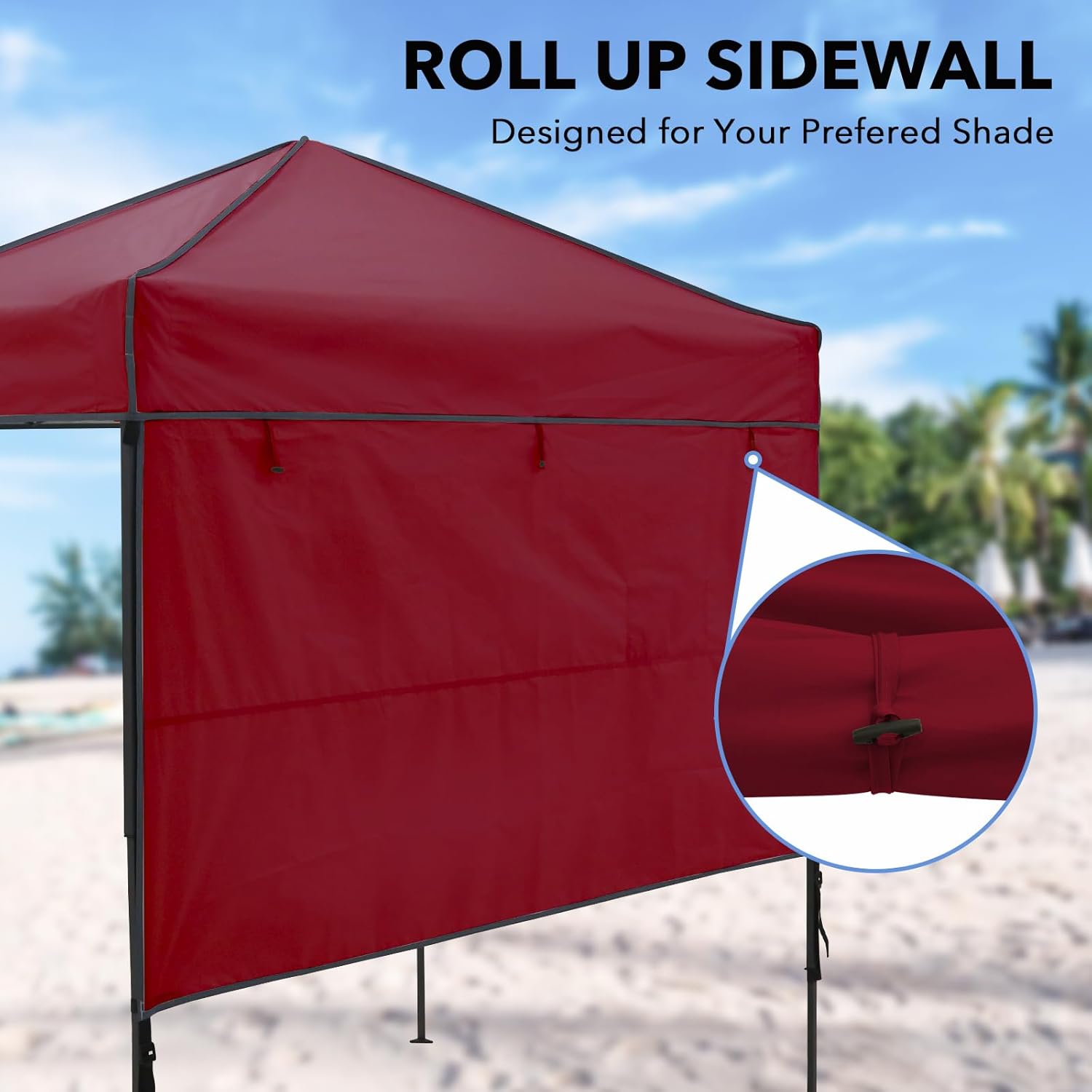 6x4 Pop Up Canopy Tent with Half Wall Panel, Instant Portable Beach Canopy, Outdoor Tent with Carry Bag for Camping, Sports, Tailgating, Events, Burgundy