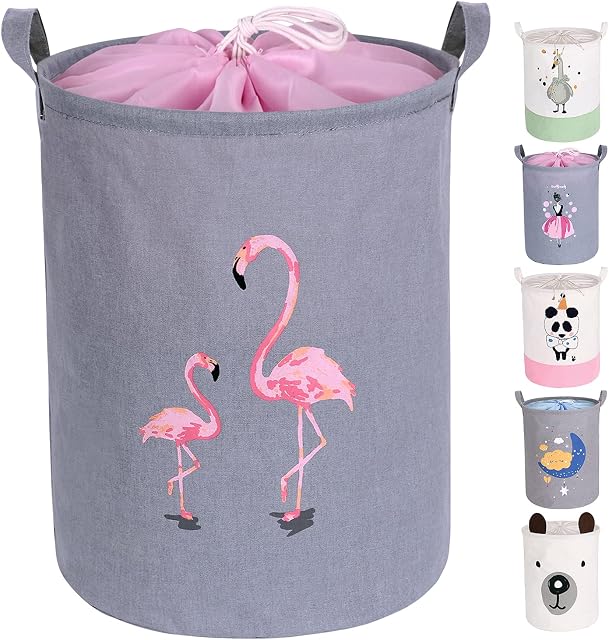 Miracle Baby 40L Collapsible Laundry Basket, Large Sized Handled Canvas Kids Storage Bin, Waterproof Foldable Toy Bins for Clothes, Toy, Diapers, Blanket, Towel and Others