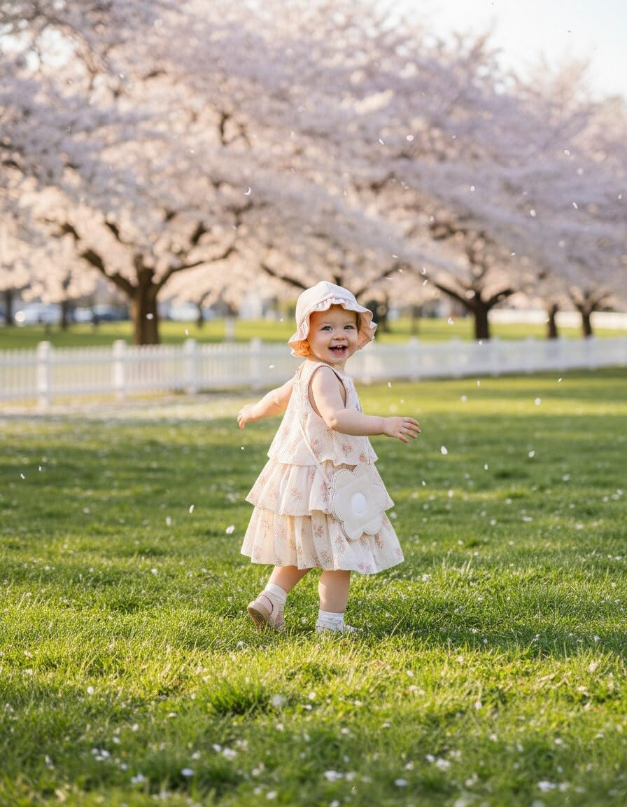 Renotemy Infant Baby Girl Summer Dress Chiffon Ruffle Layered Sling Sundress Party Outfits with Hat and Bag for Toddler Girls - Image 2