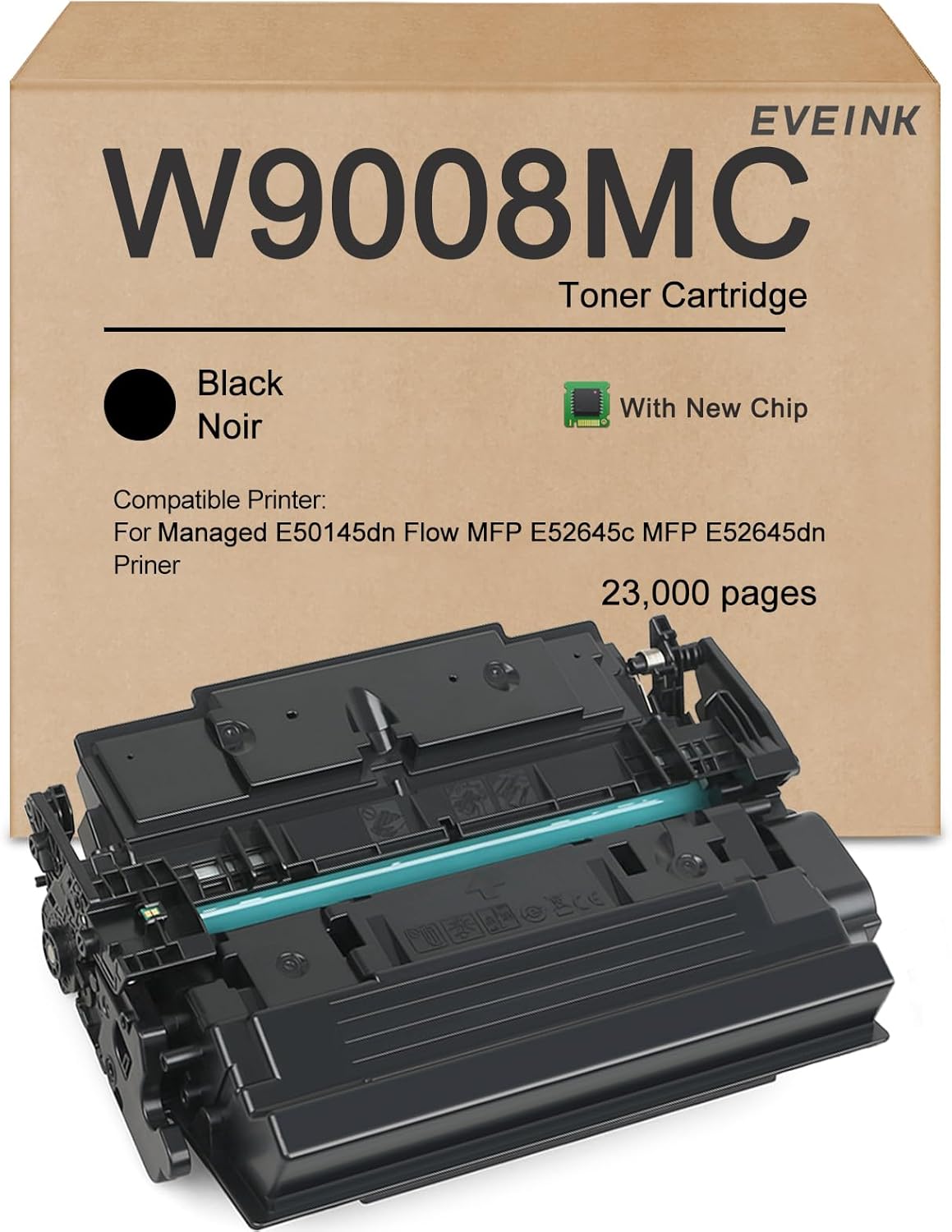 W9008 W9008MC Toner Cartridge High Capacity Compatible with HP W9008MC Black Toner for Managed E50145dn Flow MFP E52645dn MFP E52645c Priners