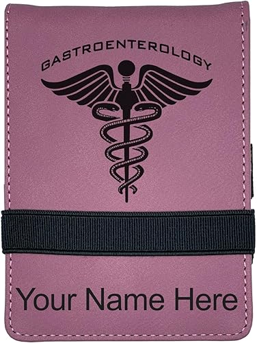 LaserGram Mini Padfolio con bloc de notas y bolígrafo, gastroenterología, grabado personalizado incluido (rosa)