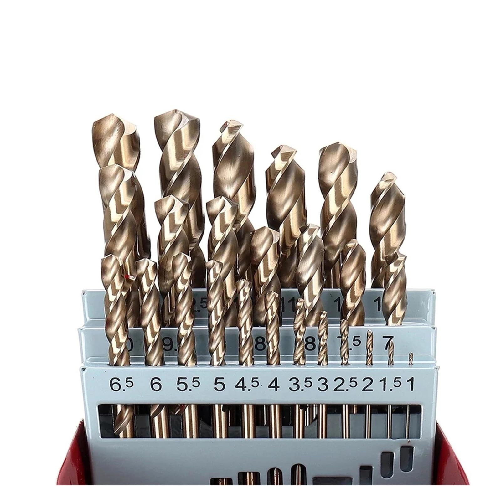 Broca para metal Broca de Metal cobalto, juego brocas helicoidales vástago recto, herramienta abridora agujeros(25pcs with box)
