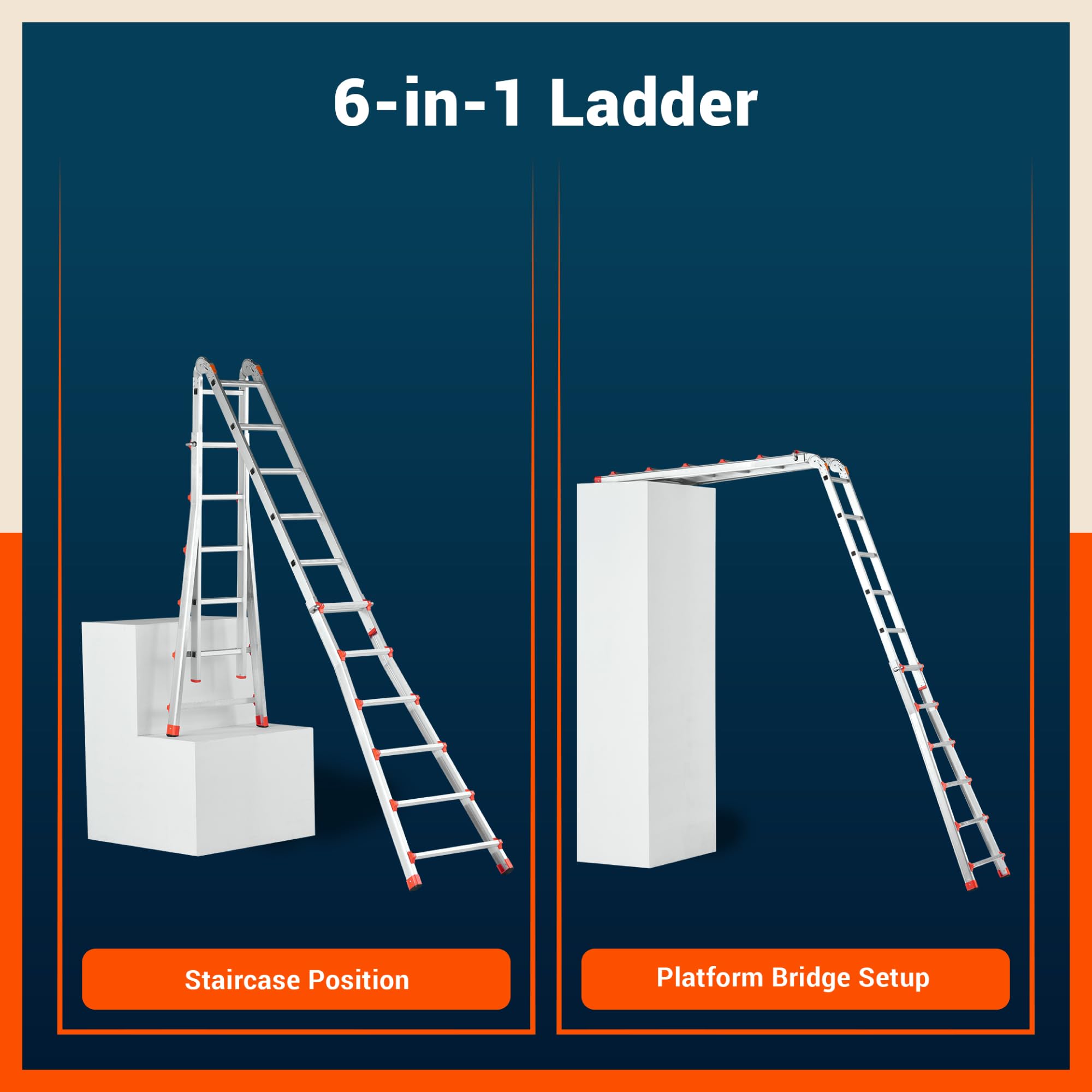 Bathla X-Tend Apex 12.8Ft Heavy Duty Aluminium Extension Ladder | 150 kg Capacity | Anti-Slip | Multipurpose A-Frame Folding Ladder | Extendable to 3.9 m| for Home, Stairs, Indoor, Outdoor & Roof Use — Amazon image 6