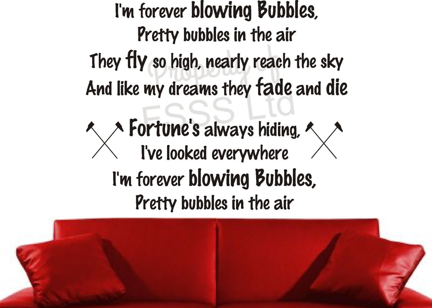 Fsss Ltd Red Im Forever Blowing Bubbles Mfh Football Chant Wall Art Sticker (Burgundy, 72X58cm)