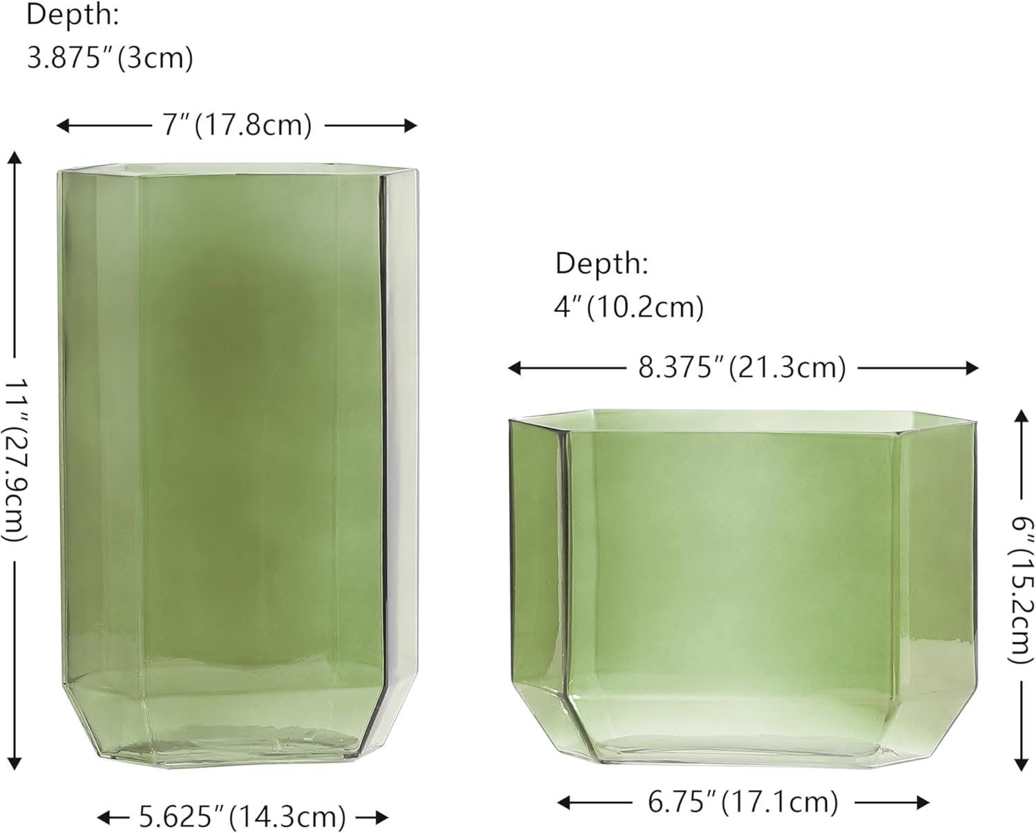 SAFAVIEH Home Collection Noreno Green Tint Glass Vase Set of 2