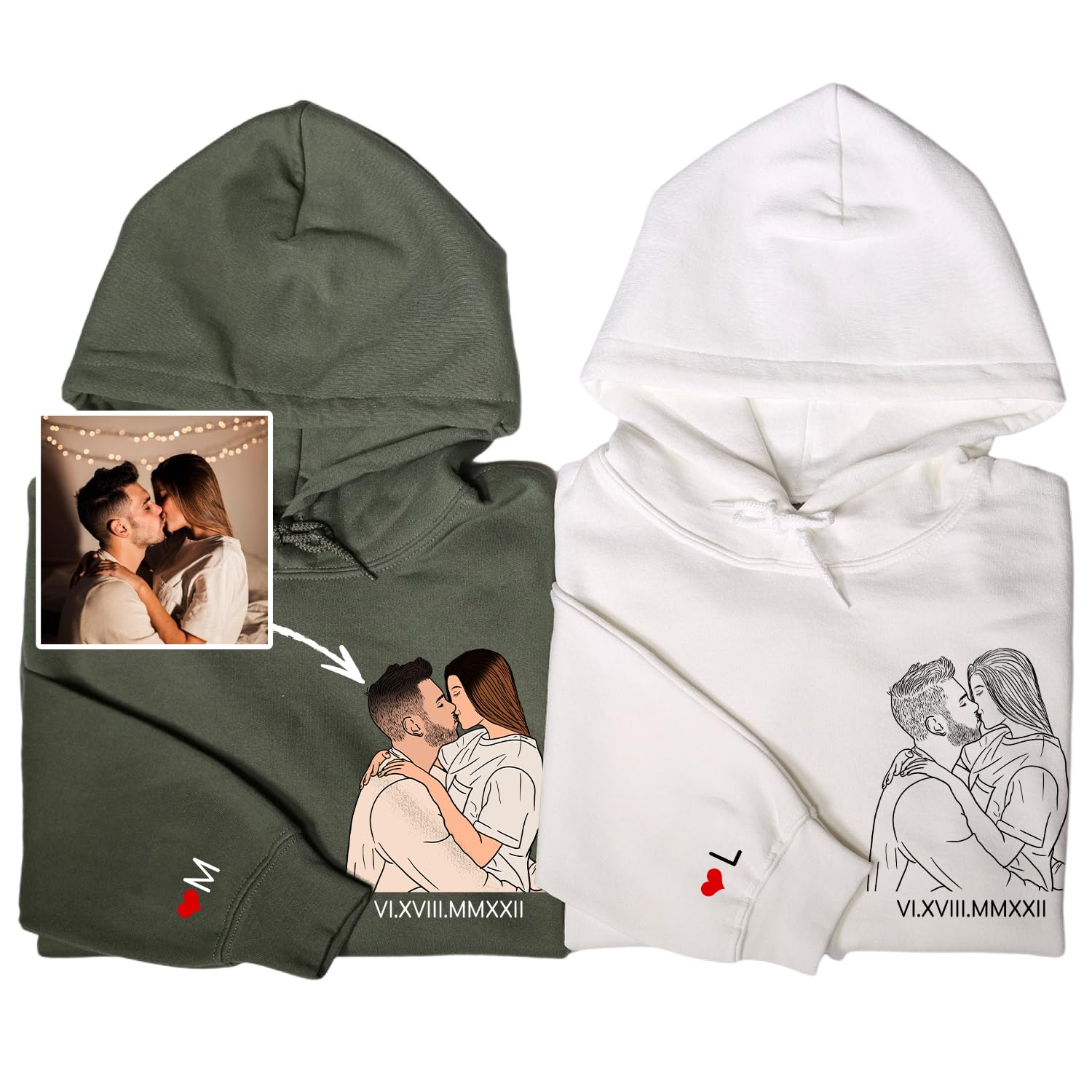 Custom Hoodies Design Your Own Picture Personalized Shirt Portrait From Photo Sweatshirts Customized Hoodies For Couples Gifts Christmas Valentines