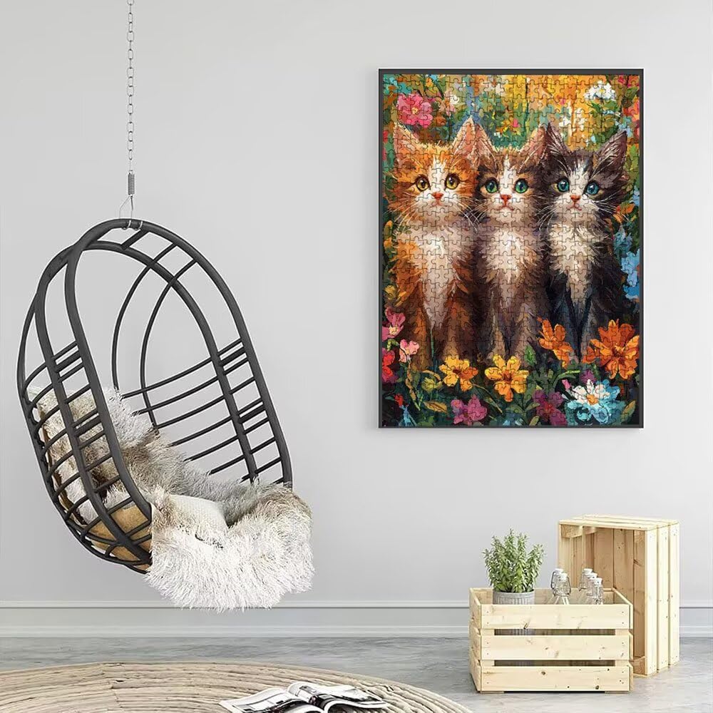 Blumenbunt Katze Puzzle 2000 Teile, Klassische Puzzles, Geschicklichkeitsspiel Puzzle für Erwachsene, Puzzlespiele für Die Ganze Familie, Mit Schöner Verpackung, Dekoration Puzzles DX0YL3-394