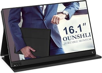 Portable Laptop Monitor 16.1" Full HD 1080P Dual Computer Monitor with USB C HDMI Speaker Flat Travel Monitor for MacBook Pro PS4 PS5 PC with Smart Cover & Screen Protector