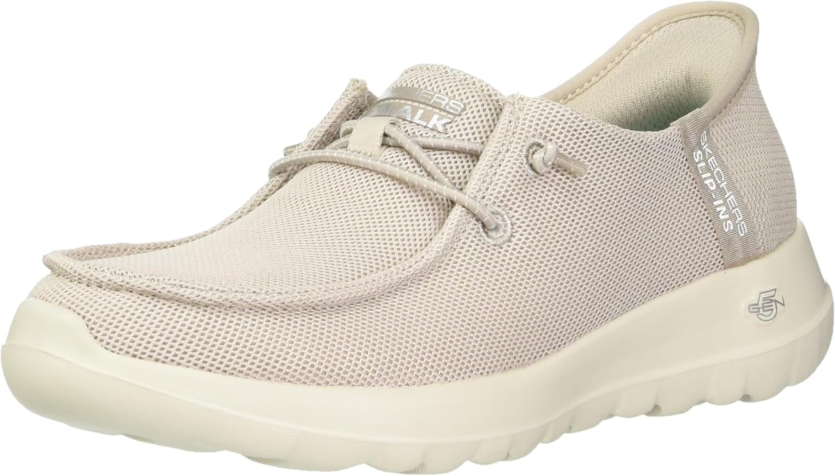 Skechers Zapato informal sin cordones Skechers para mujer con manos libres Go Walk Joy Moc Toe | Zapatos sin cordones manos libres, plantilla de espuma viscoelástica refrigerada por aire, amortiguación 5-GEN, lavable a máquina, vegano