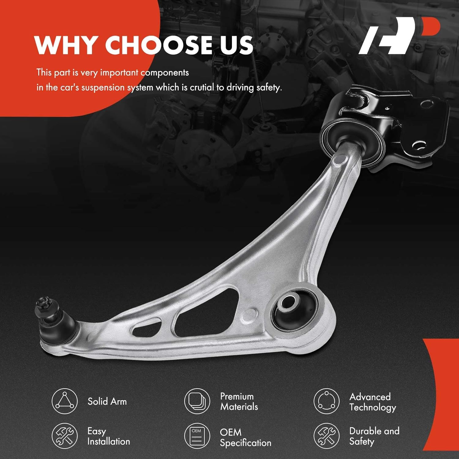 A-Premium Front Right Lower Control Arm, with Ball Joint & Bushing, Compatible with Honda Pilot 2016-2022, Ridgeline 2017-2019, Passport 2019, Acura MDX 2014-2020