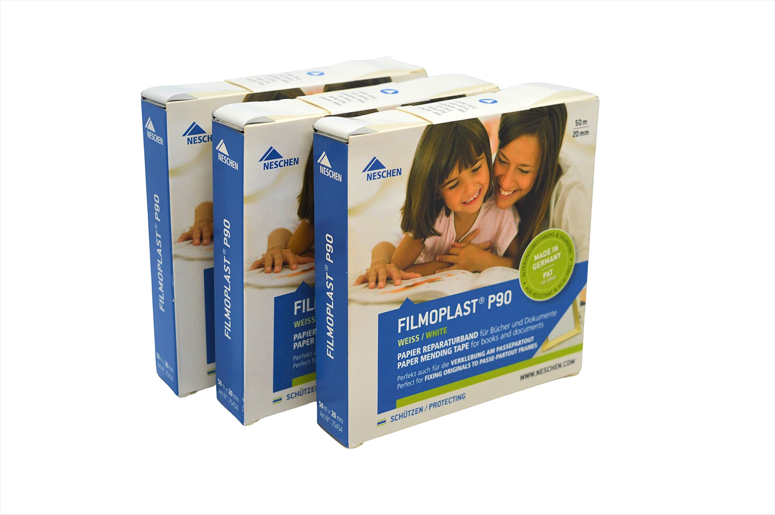 Filmoplast P90 x3 white book repair tape - THREE ROLLS [D&M]