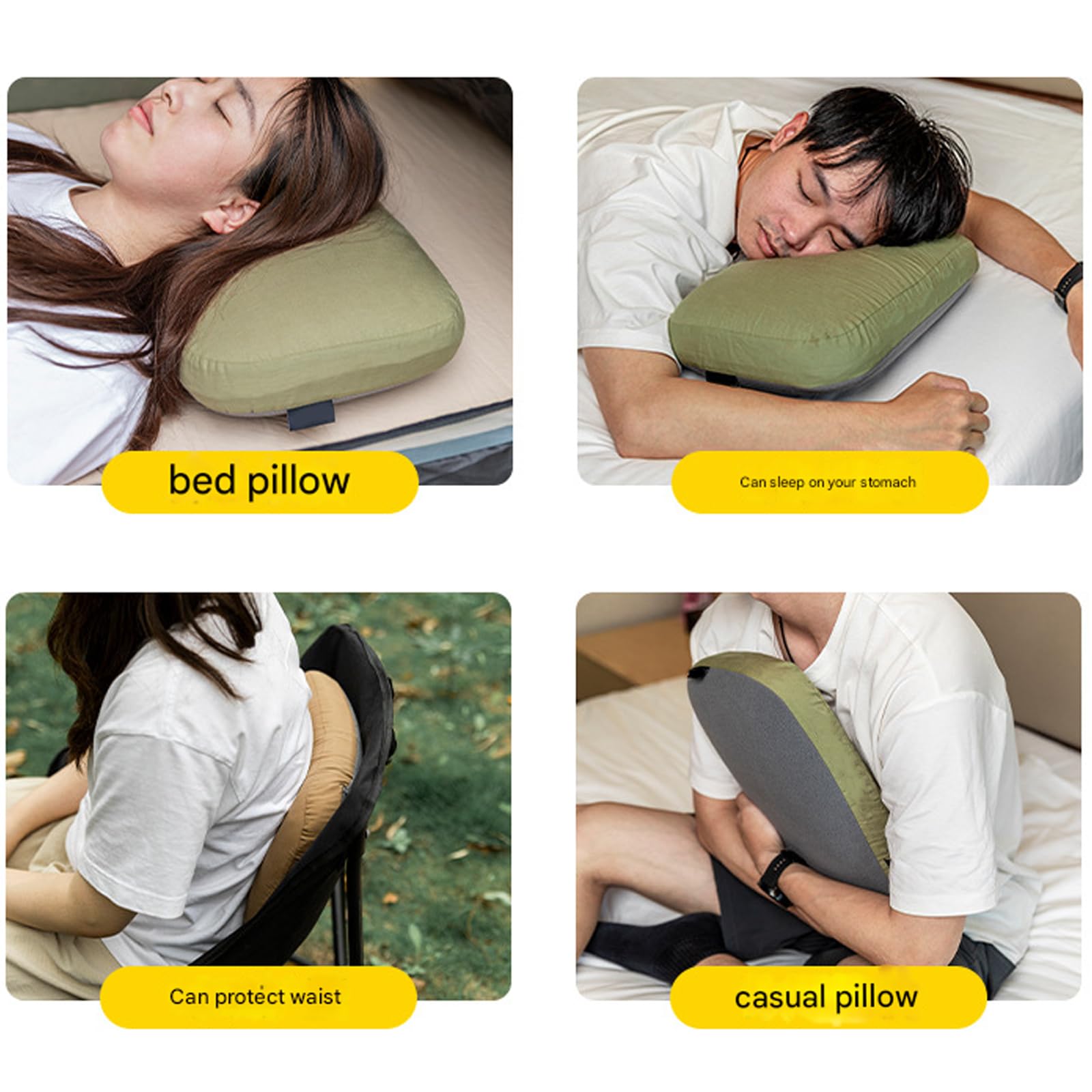 Oreiller en mousse compressible avec sac de rangement pour économiser de l'espace et poids léger pour la randonnée, un usage quotidien, le camping
